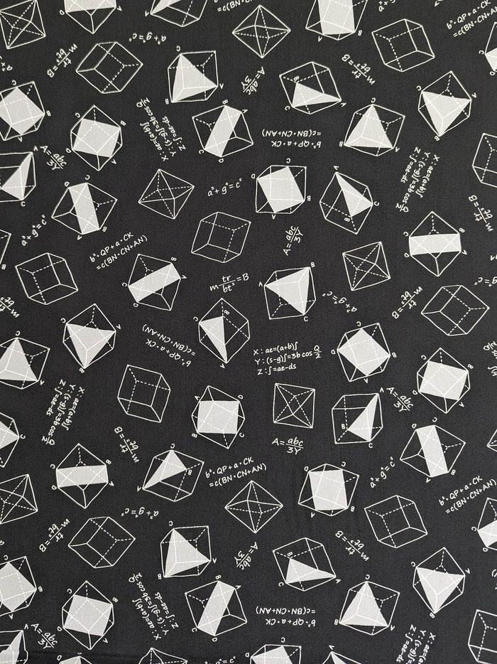 Sevenberry - SALE Geometry Cotton Fabric - Black Gray