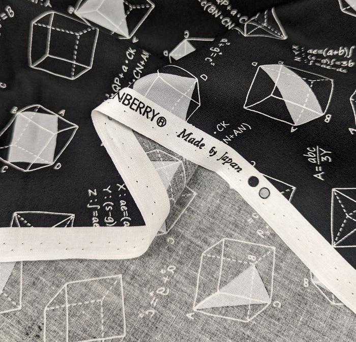 Sevenberry - SALE Geometry Cotton Fabric - Black Gray