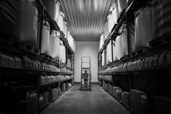 Warehouse storage shelves