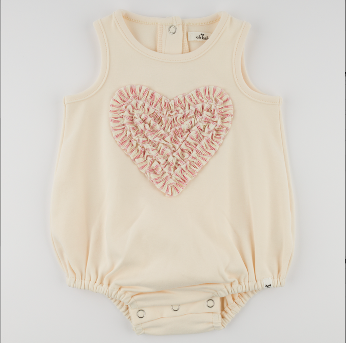 Stripe Ruffle Heart Bubble