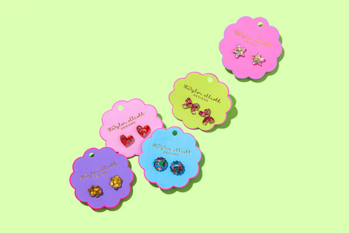 Stud Earrings - Acrylic Ribbon Bows