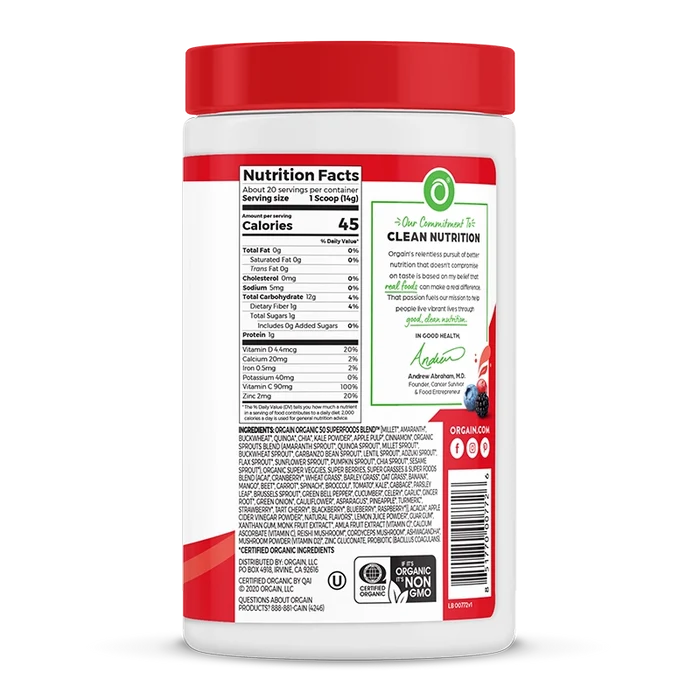 Right side of Superfoods + Immunity Up! Powder Honeycrisp Apple Flavor in the 9.9oz Canister Size