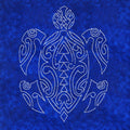 Sylvia Pippen - Blue Honu Pre-Printed Sashiko Cotton Panel - Royal