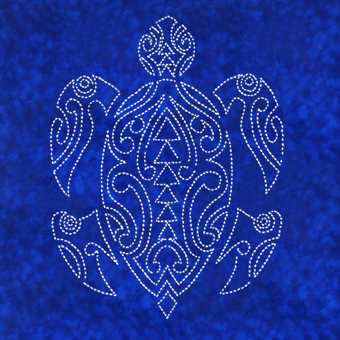 Sylvia Pippen - Blue Honu Pre-Printed Sashiko Cotton Panel - Royal