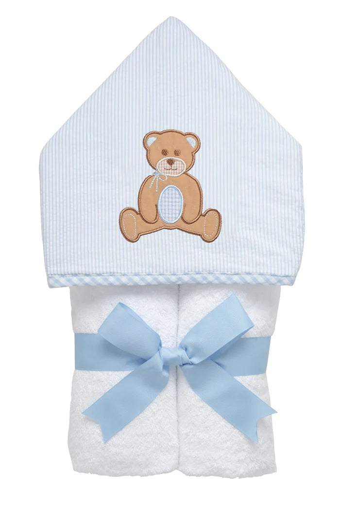 Teddy Bear Hooded Towel- Blue