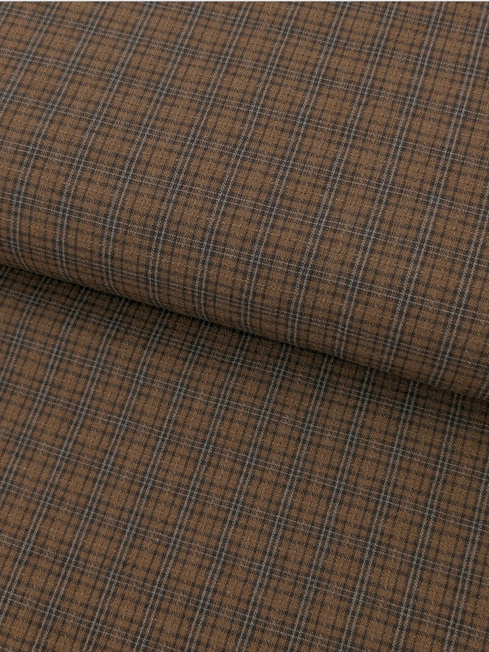 Textile Pantry - Check Plaid Yarn Dyed Cotton Fabric - Brown