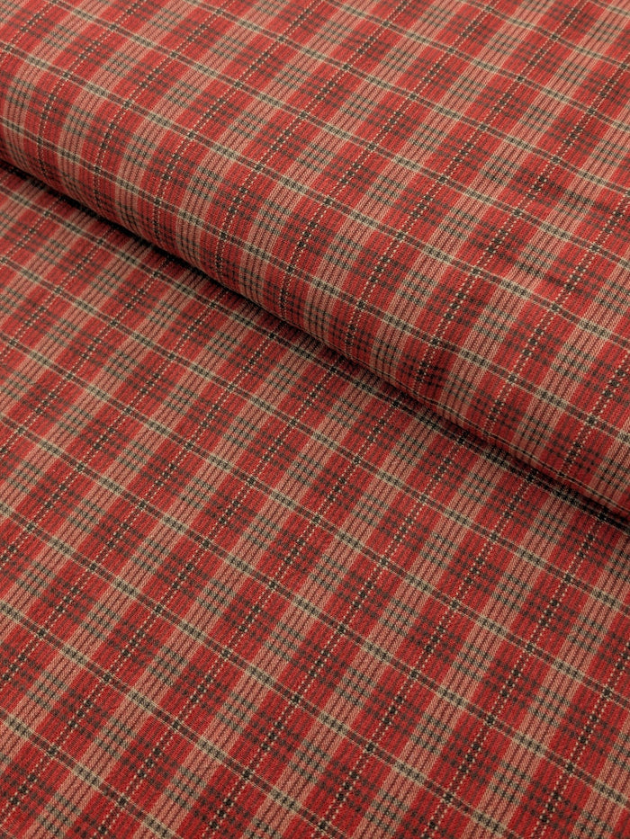 Textile Pantry - Check Plaid Yarn Dyed Cotton Fabric - Red