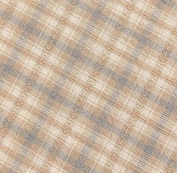 Junko Matsuda yarn dyed plaid Japanese cotton fabric Y25-0208 A beige and blue