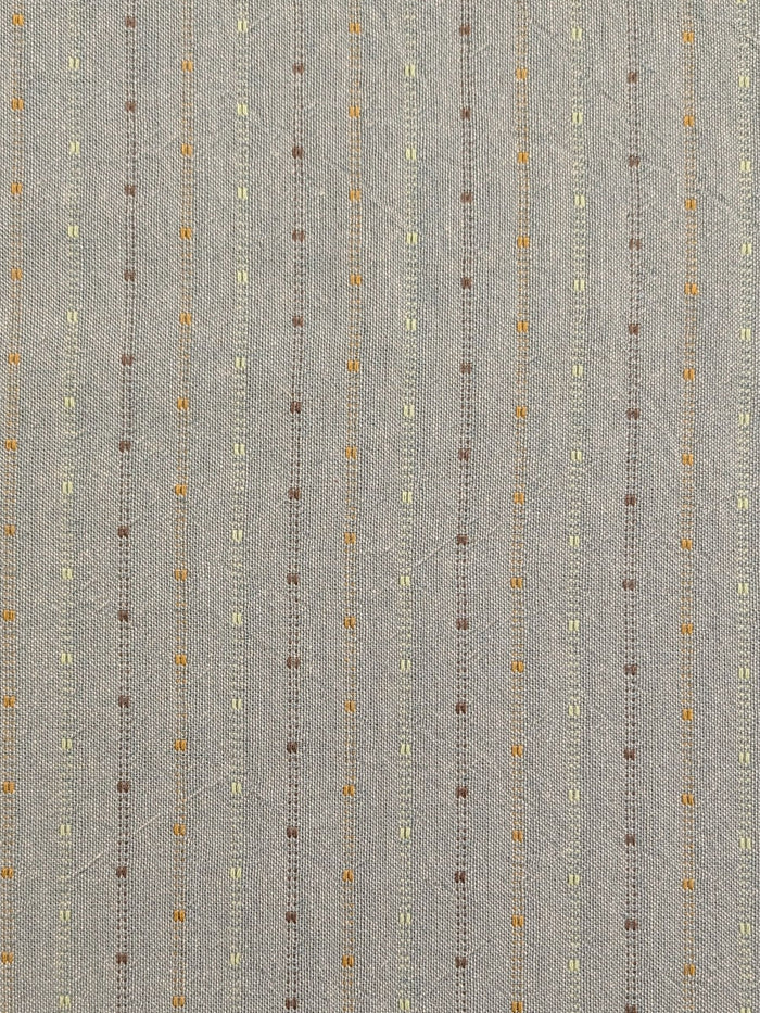 Textile Pantry - Lined Yarn Dyed Cotton Taupe Fabric - Blue