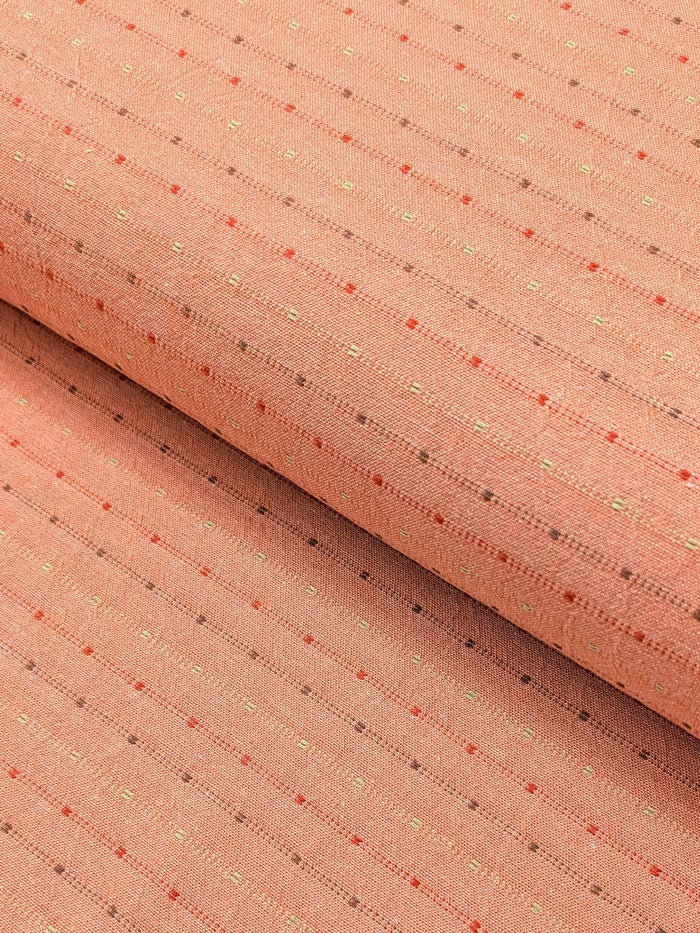 Textile Pantry - Lined Yarn Dyed Cotton Taupe Fabric - Pink