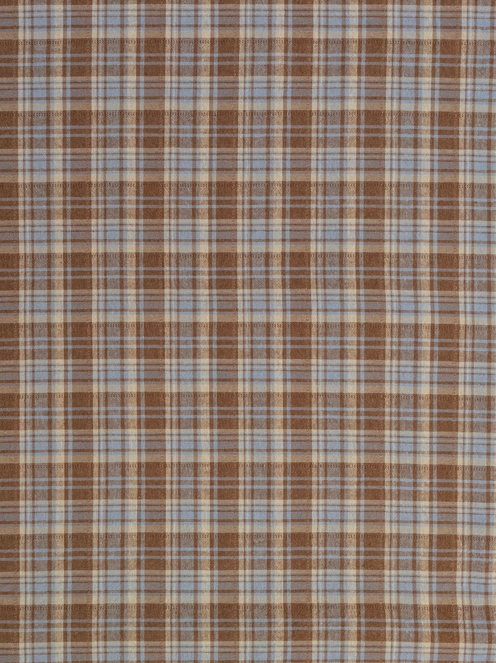 Textile Pantry - Madras Plaid Yarn Dyed Cotton Fabric - Brown & Blue