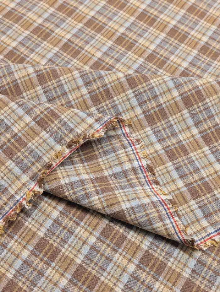 Textile Pantry - Madras Plaid Yarn Dyed Cotton Fabric - Brown & Yellow