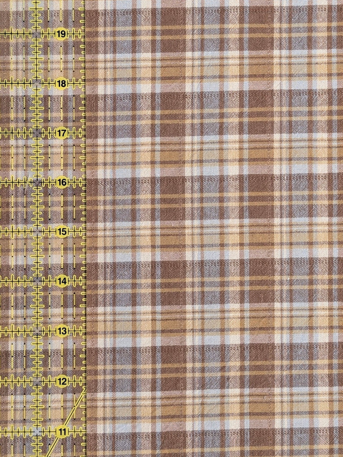 Textile Pantry - Madras Plaid Yarn Dyed Cotton Fabric - Brown & Yellow