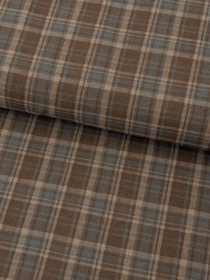 Textile Pantry - Madras Plaid Yarn Dyed Cotton Fabric - Dark Brown & Blue
