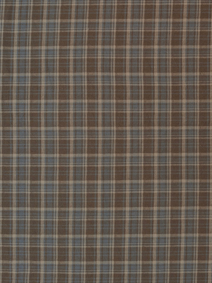 Textile Pantry - Madras Plaid Yarn Dyed Cotton Fabric - Dark Brown & Blue