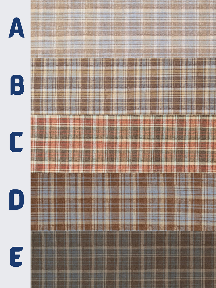 Textile Pantry - Madras Plaid Yarn Dyed Cotton Fabric - Pale Brown & Blue