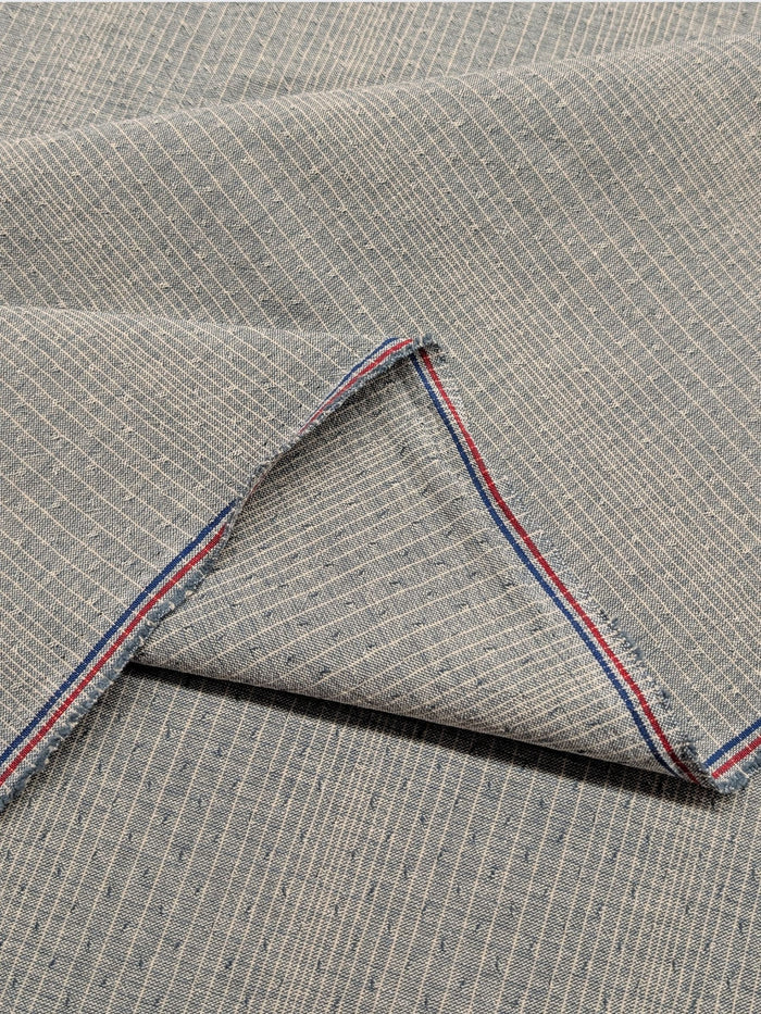 Textile Pantry - Varied Lined Textured Yarn Dyed Fabric - Pale Blue