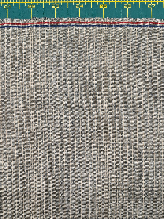 Textile Pantry - Varied Lined Textured Yarn Dyed Fabric - Pale Blue
