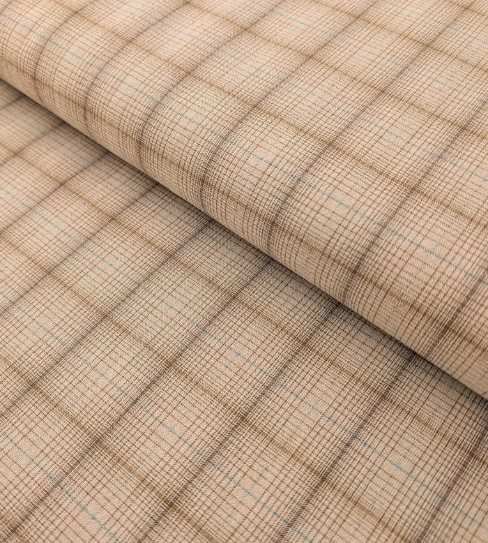 Junko Matsuda yarn dyed plaid Japanese cotton fabric Y25-0217 B tan