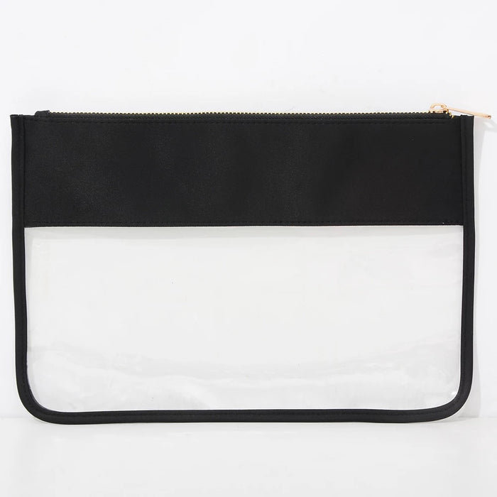 The Allie clear pouch — lifestyle shot in use