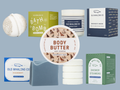 A masculine bundle of Old Whaling Company products on a light blue background