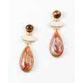 Tiger's Eye and Ivory Stone Drop Earrings