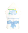 Train hooded towel — personalized with embroidered name, baby boy gift