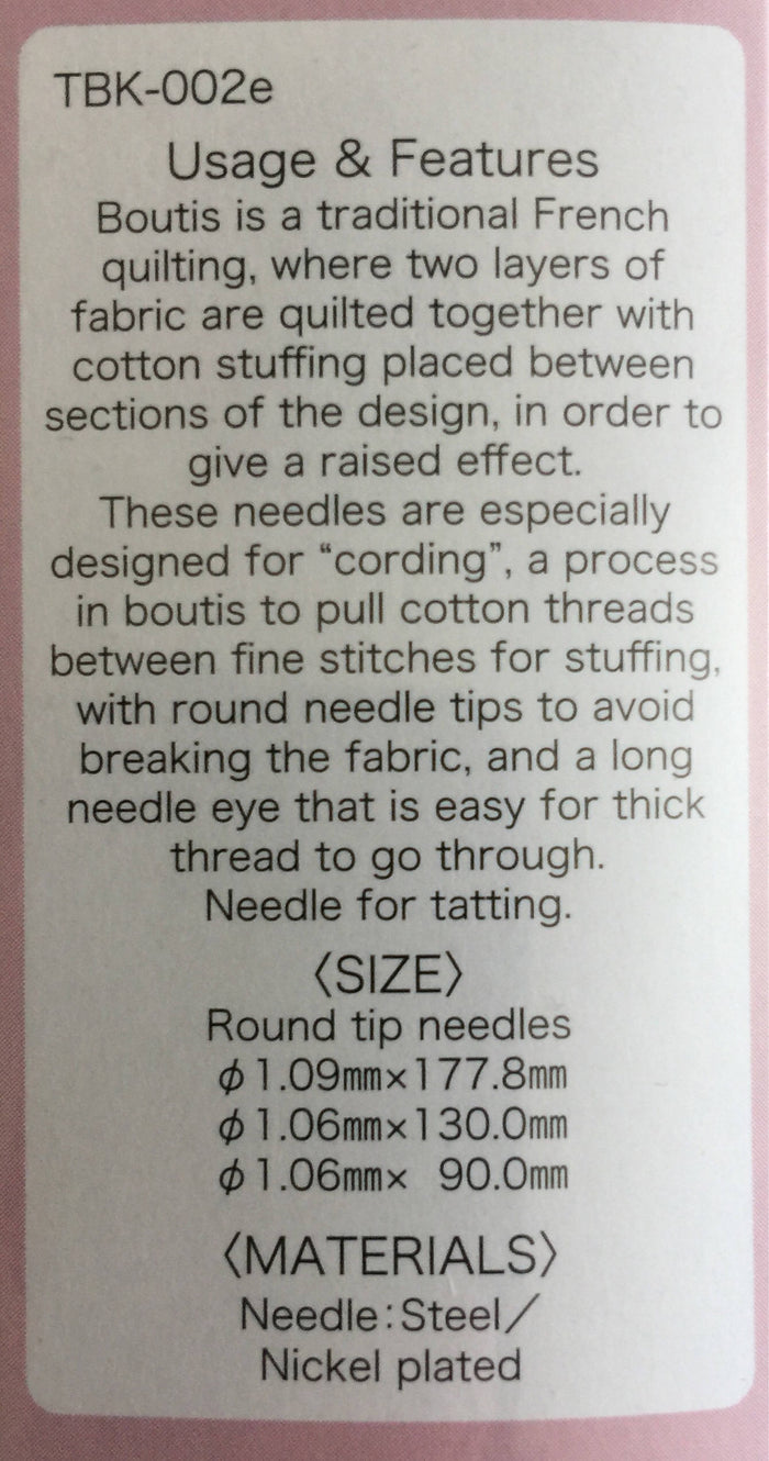 Tulip - Boutis & Trapunto Cording Needles - Long