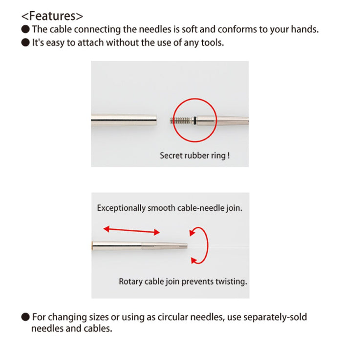 Tulip - CarryS Cables for Interchangeable Knitting Needle Set - Bamboo