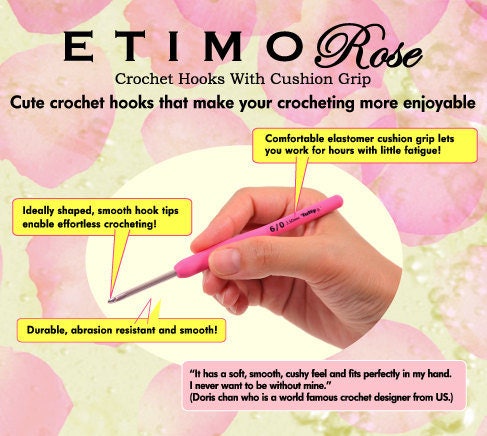 Tulip - Mini Set "Etimo" Rose Cushion Grip Crochet Hooks - Pink