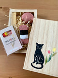 Tulip - Oharibako Sewing Box in Paulownia Wood with Kimono Fabric - Small set