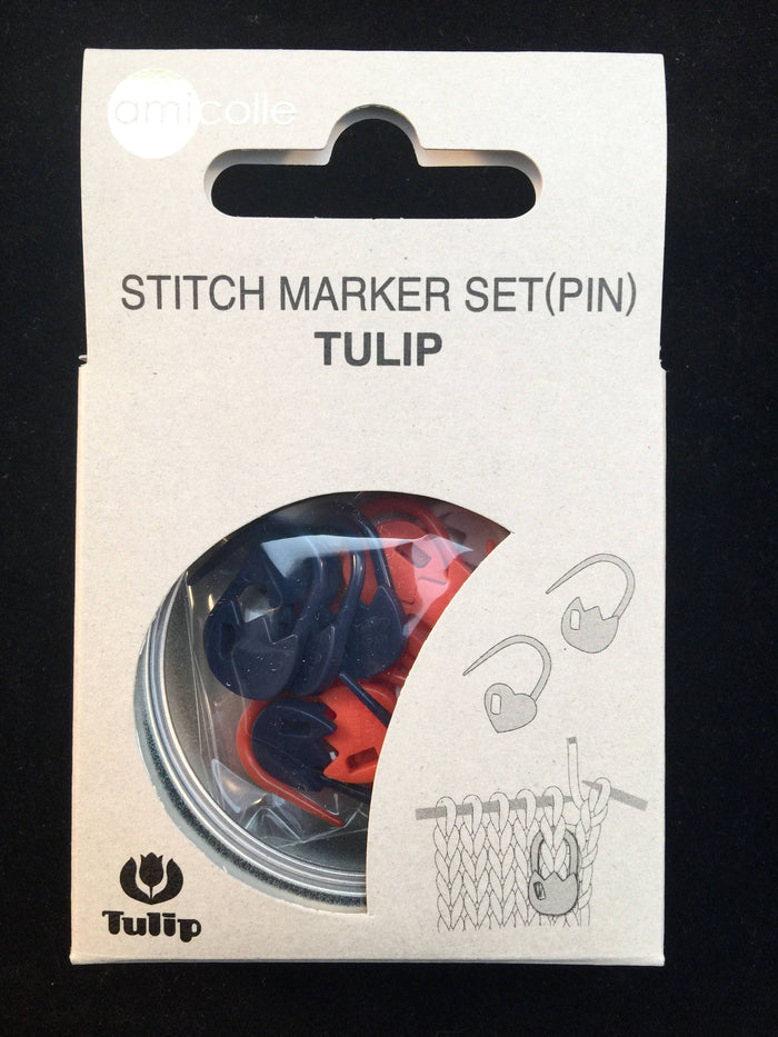 Tulip Stitch Marker Set Pin orange blue white Amicolle Knitting Accessories AC-032e