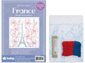 Tulip Sashiko World FRANCE "The Eiffel Tower and Irises" sashiko sampler kit with cotton fabric, thread, and needle from Japan