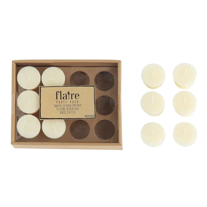 Unscented votive candles in box set of 12 — elegant entertaining and sympathy gift