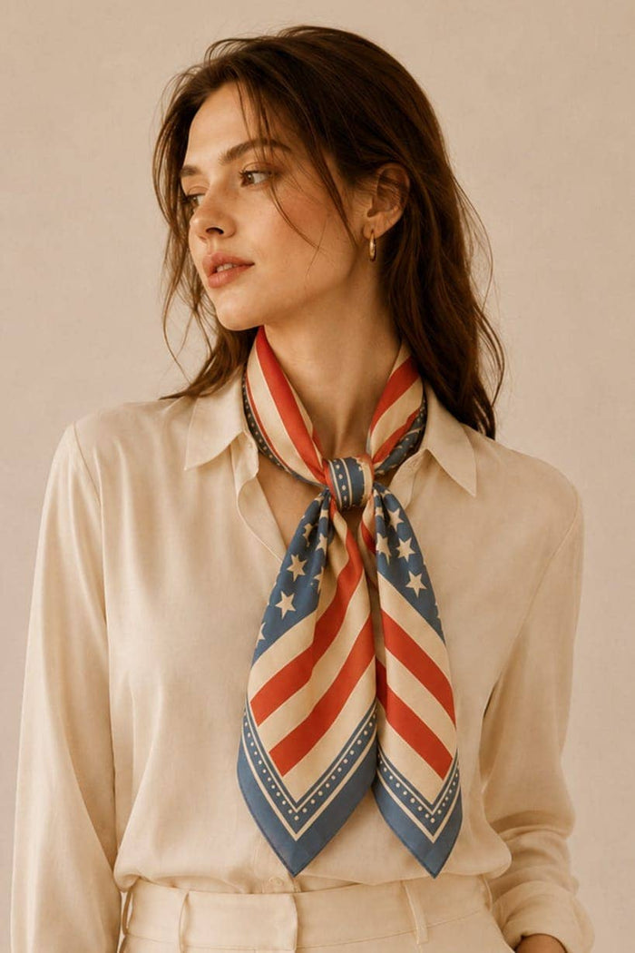 USA Flag Print Square Scarf