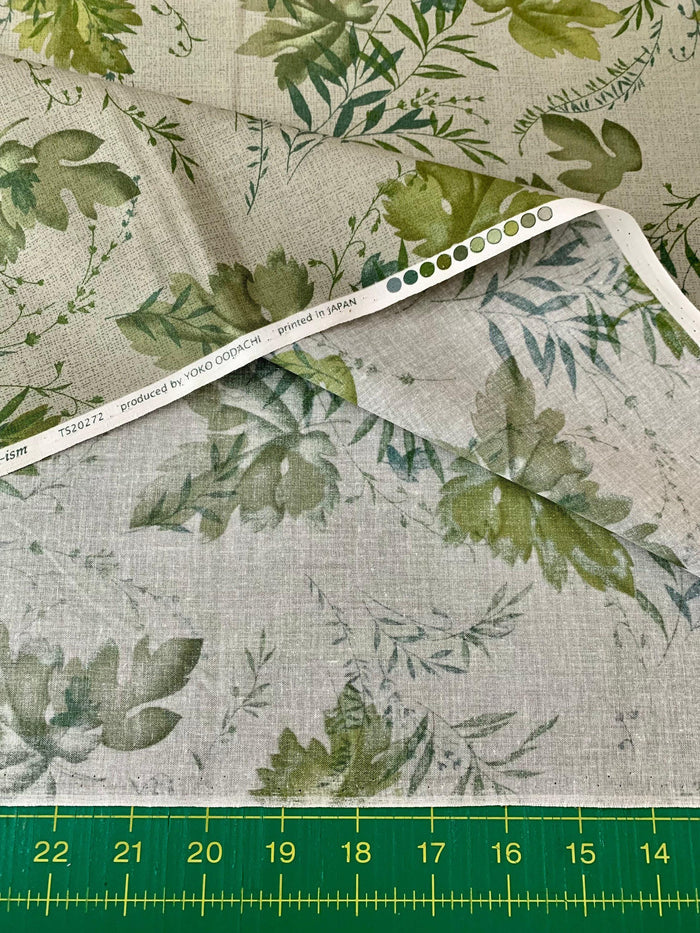 Vancet - Autumn Leaf Taupe-Ism Printed Cotton Taupe - Green