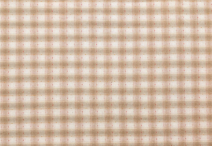 NEW Dotted textured gingham Japanese yarn dyed cotton taupe fabric SY10633S B tan