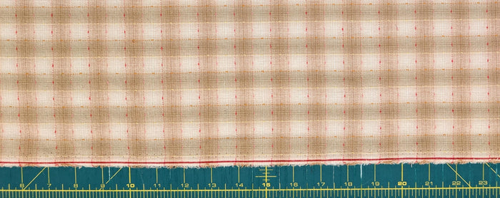 NEW Dotted textured gingham Japanese yarn dyed cotton taupe fabric SY10633S B tan