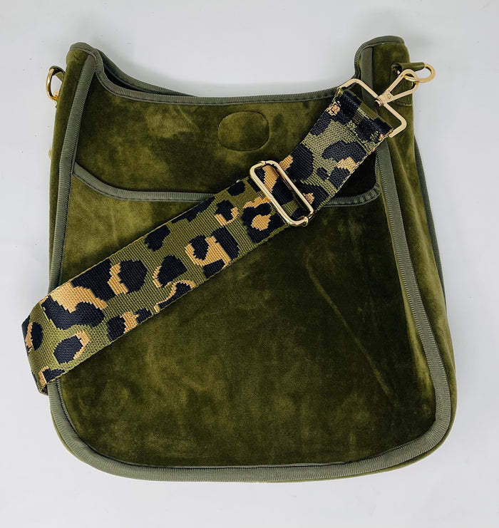 Velvet messenger bag with guitar strap — unique crossbody bag, gift for her