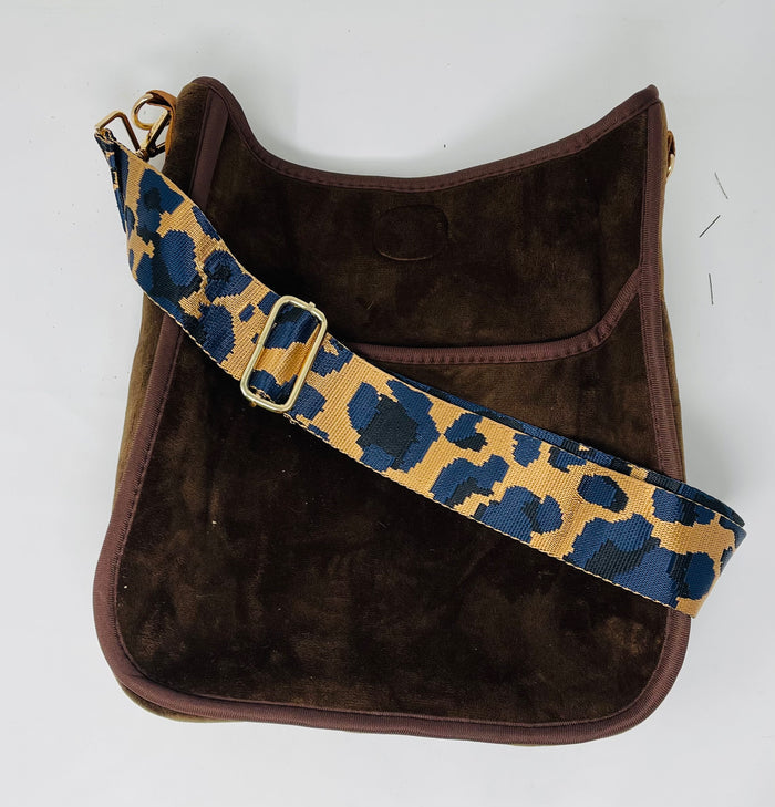Velvet messenger bag — shown from side angle