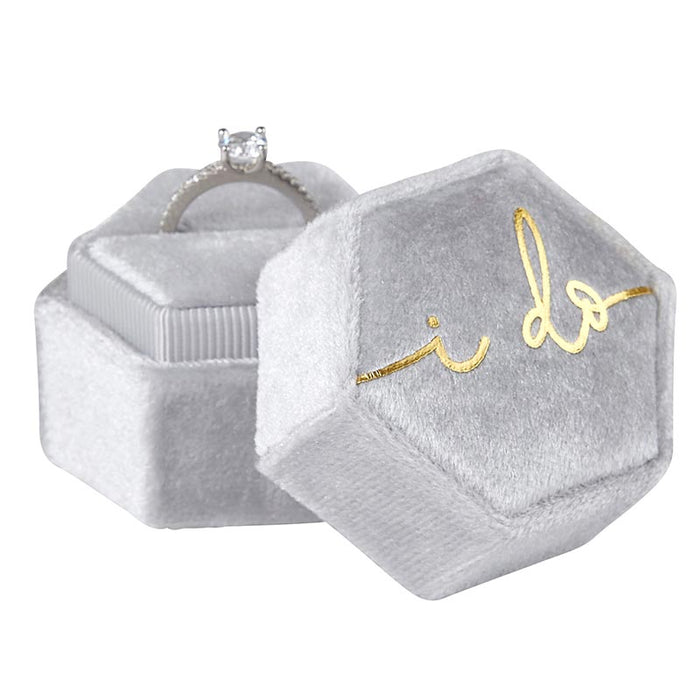 Velvet ring box I Do — sweet engagement and proposal keepsake