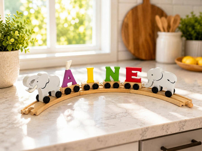 Wooden Elephant Piece (Front) - Personalized Name Train Piece