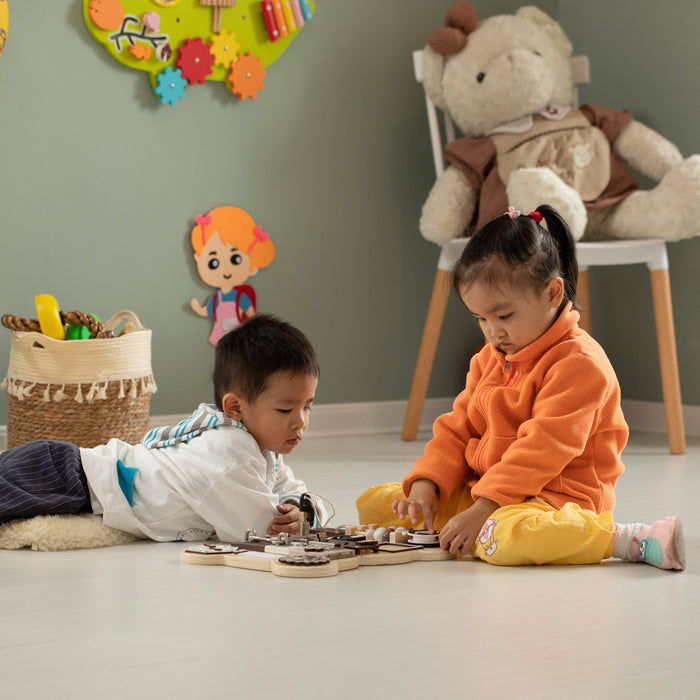 Wooden Sensory Bear Shaped Learning Toddler Busy Board