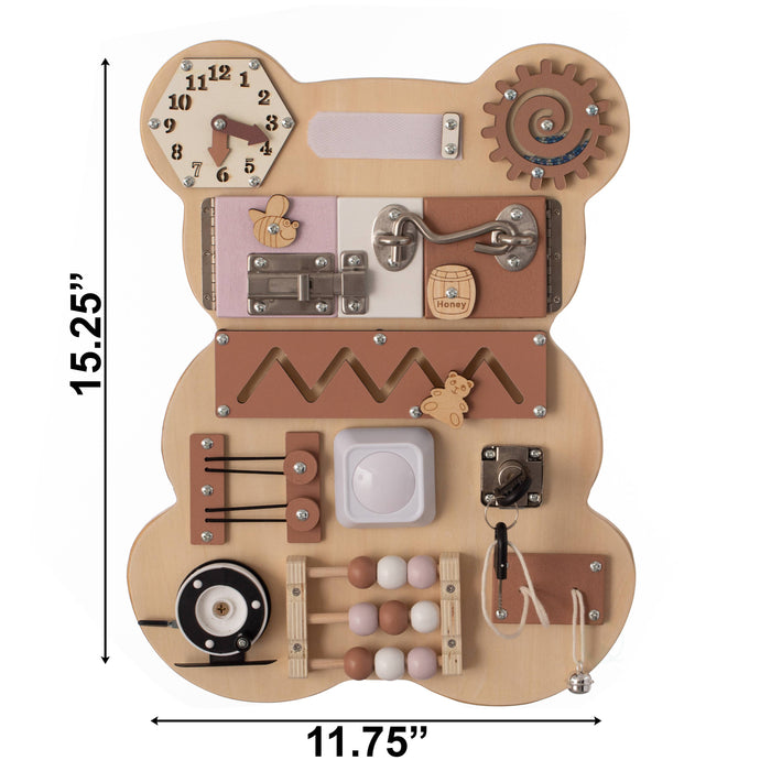 Wooden Sensory Bear Shaped Learning Toddler Busy Board