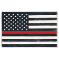 XL rustic block Red Line Flag — first responder gift, personalized home decor