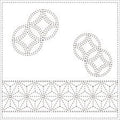 Yokota - Asanoha and Shippou Cotton Sashiko Fukin Sampler Cloth - White