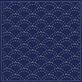 Yokota - Seigaiha Waves Cotton Sashiko Fukin Sampler Cloth - Navy