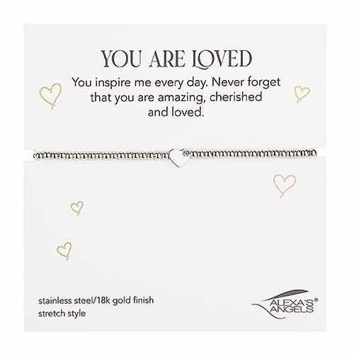 You Are Loved stretch bracelet — shown on wrist